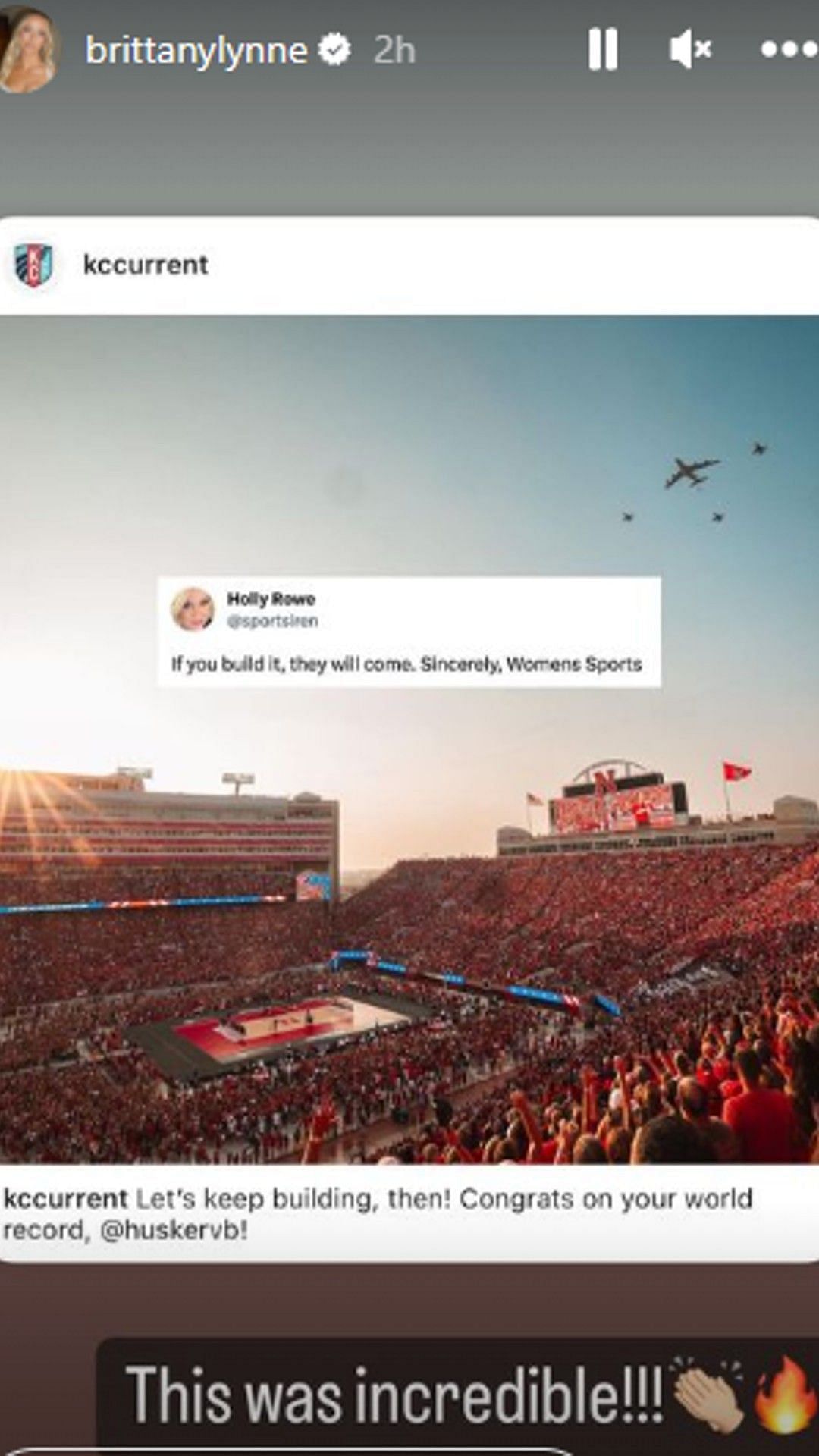 Brittany Mahomes was a big fan of the Nebraska volleyball team breaking a world-record on Wednesday night.