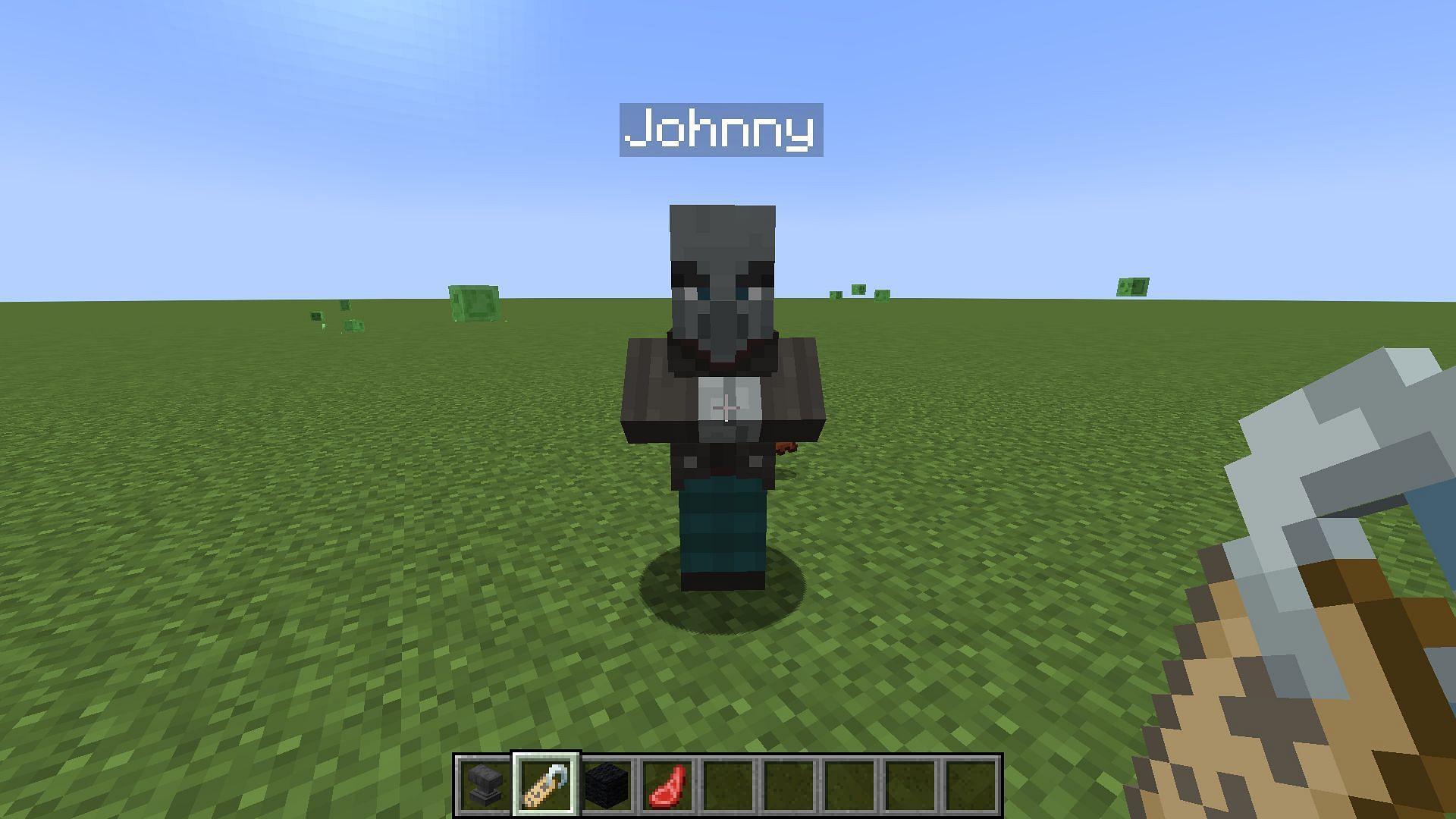 Naming  Vindicators and Zoglins &#039;Johnny&#039; makes it hostile towards all mobs, except other Illagers and Ghasts in Minecraft 1.20 (Image via Mojang)