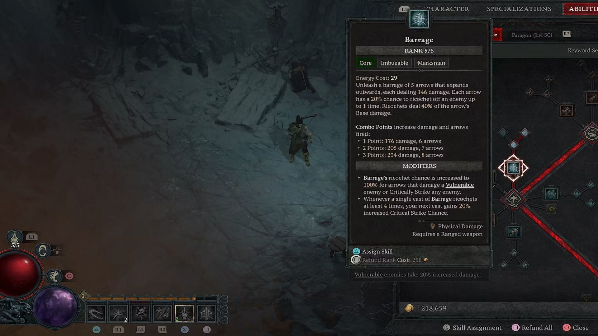 Barrage skill is the foundation of this Rogue build (Image via Diablo 4)
