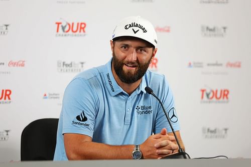 Jon Rahm addressing the media (Image via Getty)