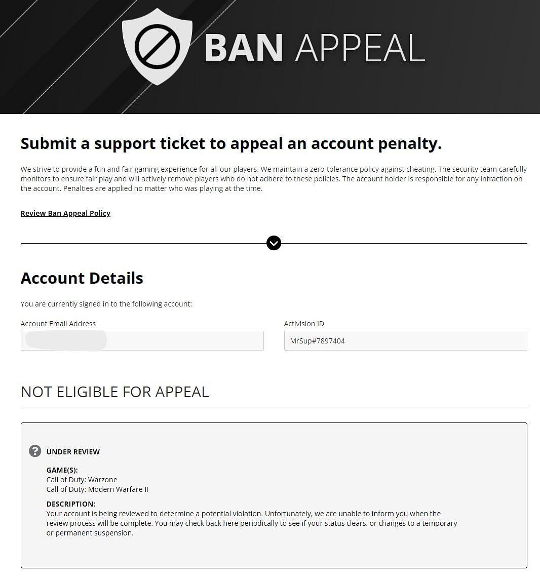 Appeal for a shadow ban in Warzone 2 and MW2 (Image via Twitter/@MrSupTV)
