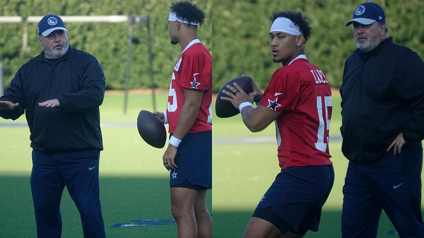 Trey Lance in his first practice with the Dallas Cowboys (