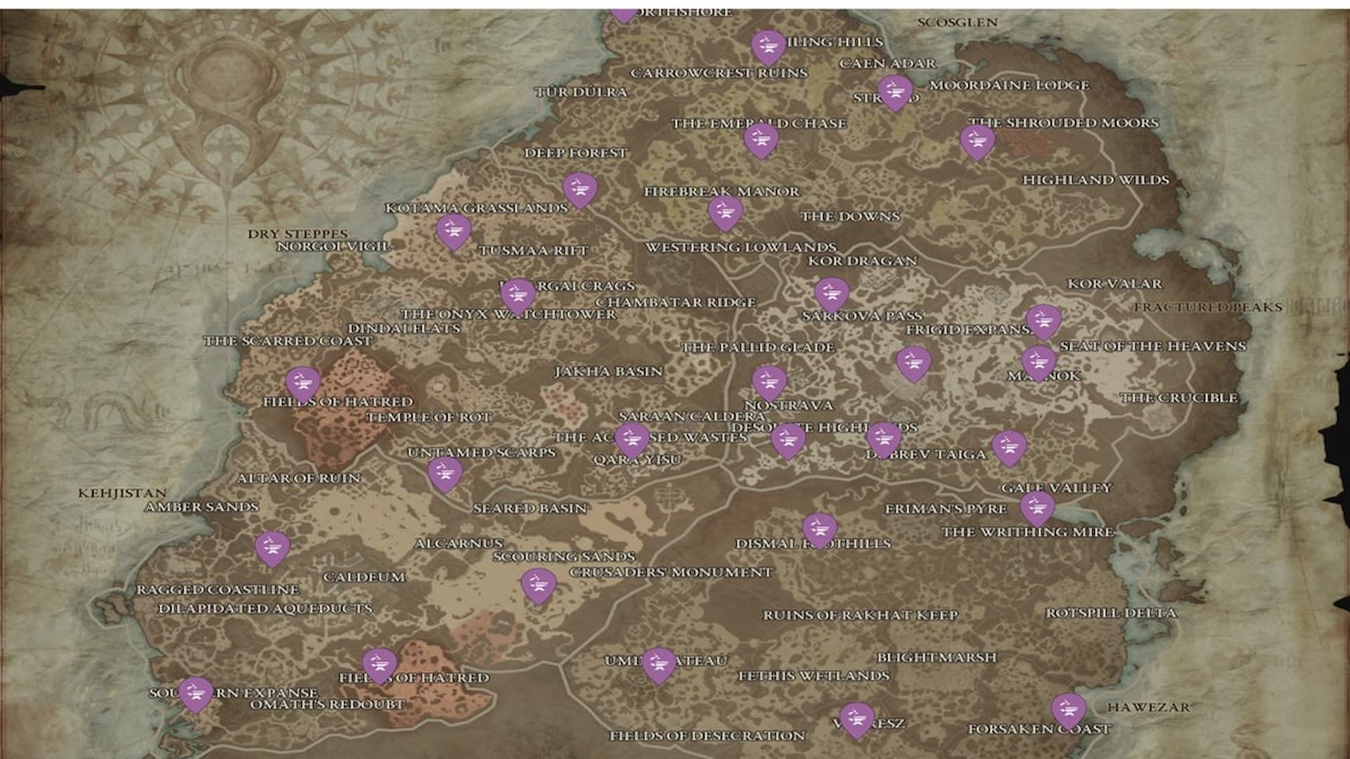 Blacksmiths are scattered across the map (Image via mapgenie.io)
