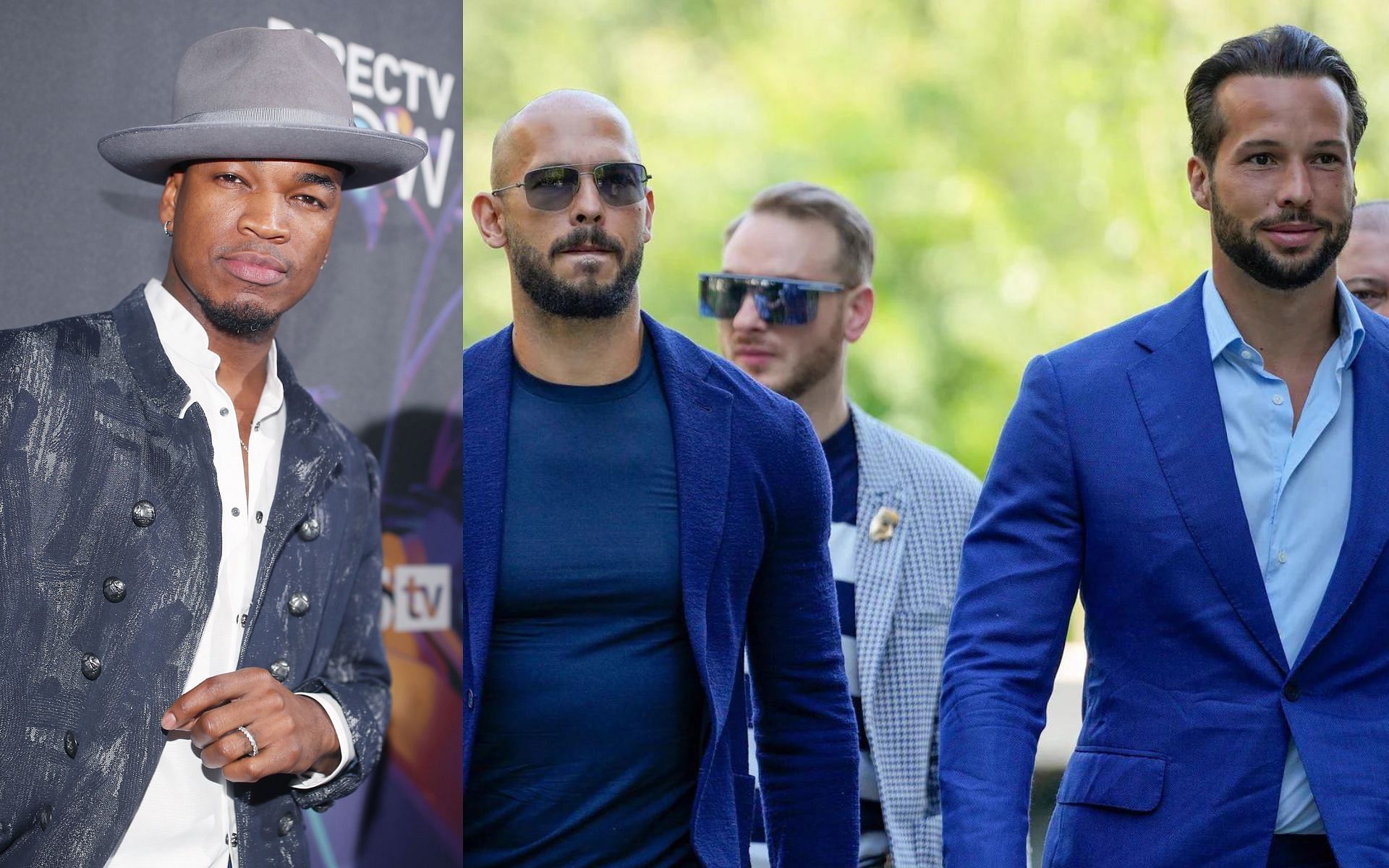 Ne-Yo (Left), Andrew and Tristan Tate (Right) [Image courtesy: Getty, @NurBrks on Twitter] 