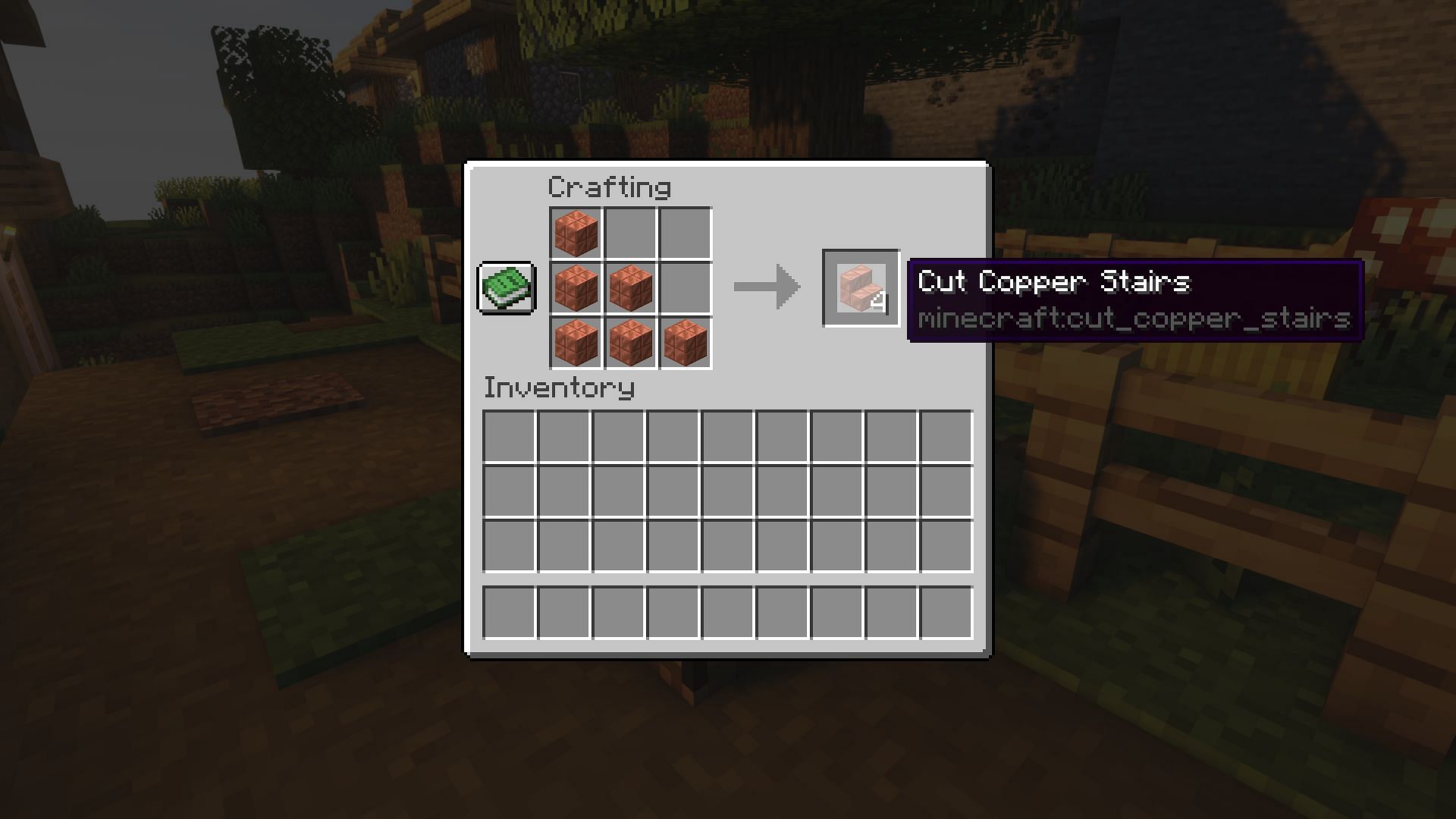 Cut copper stairs crafting recipe (Image via Mojang)