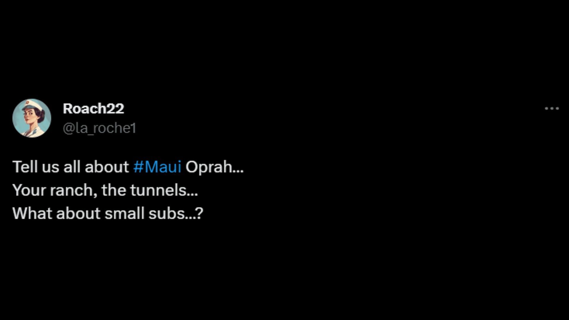 A netizen demands answers from Oprah in relation to the Hawaii wildfire. (Image via Twitter/Roach22)