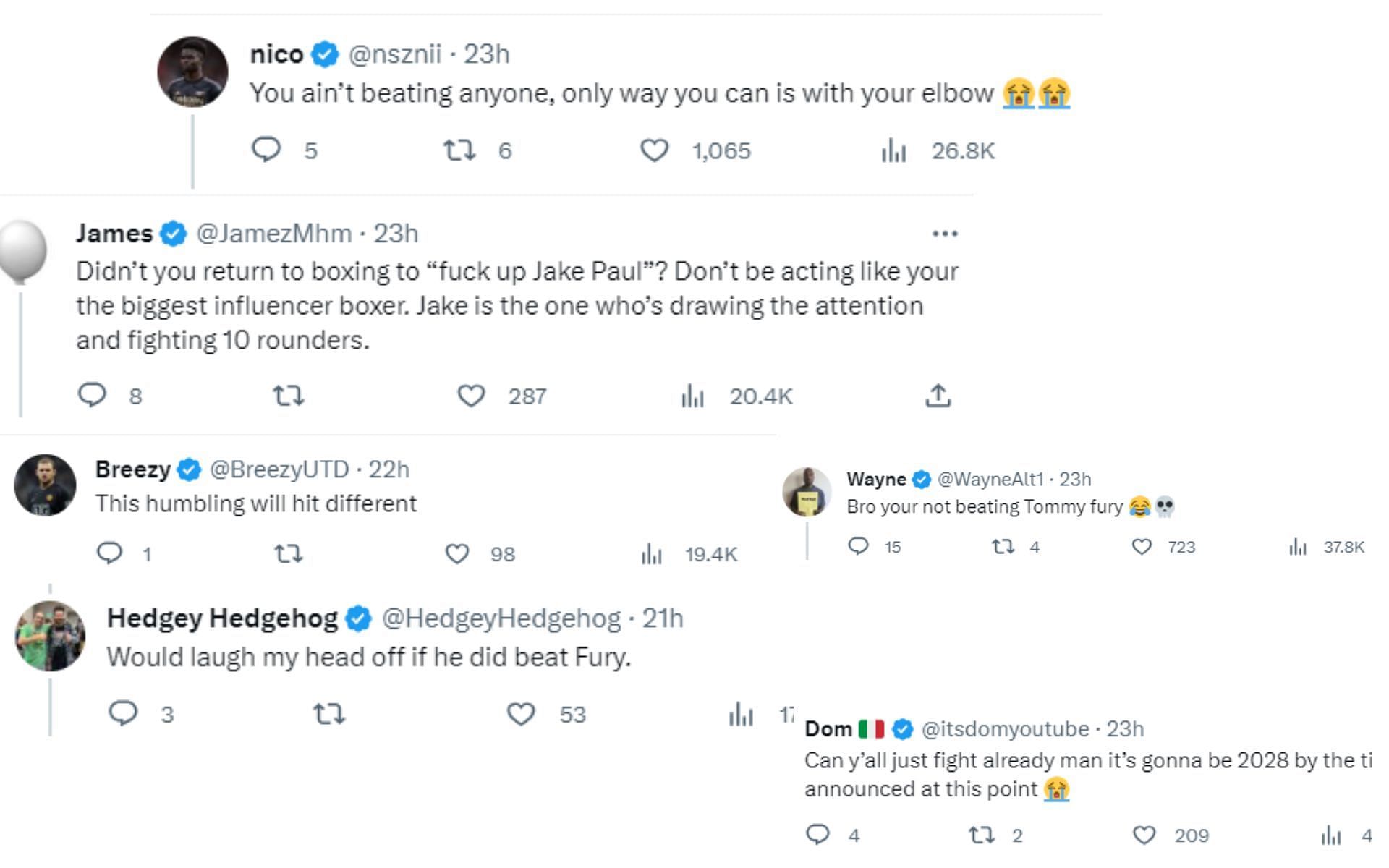 Fans reacting to KSI&#039;s tweet