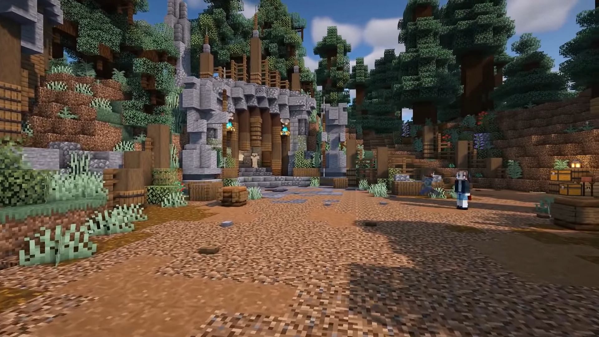 This mine entrance was constructed by two of Minecraft&#039;s most beloved content creators (Image via PearlescentMoon/YouTube)