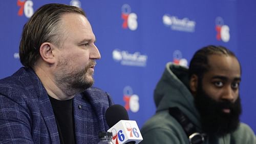 Philadelphia 76ers president Daryl Morey and Sixers star guard James Harden