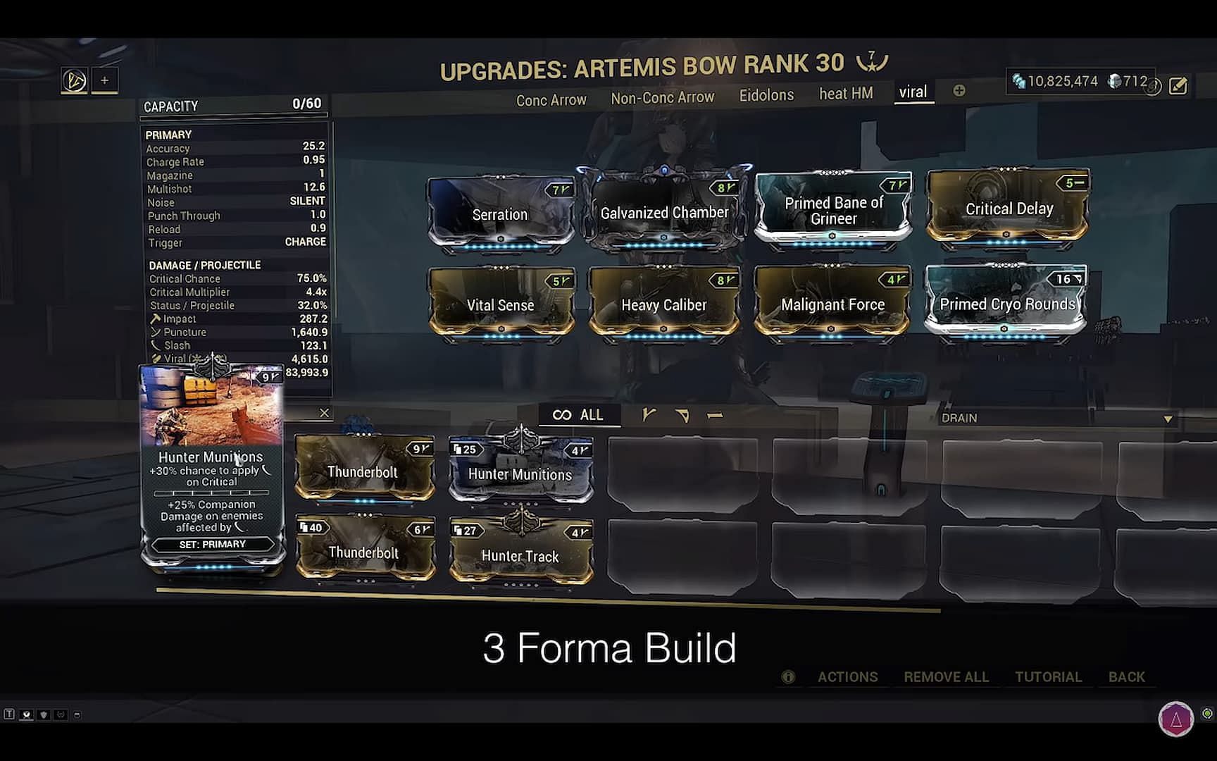 Standard Artemis bow build without Hunter Munitions (Image via Digital Extremes)