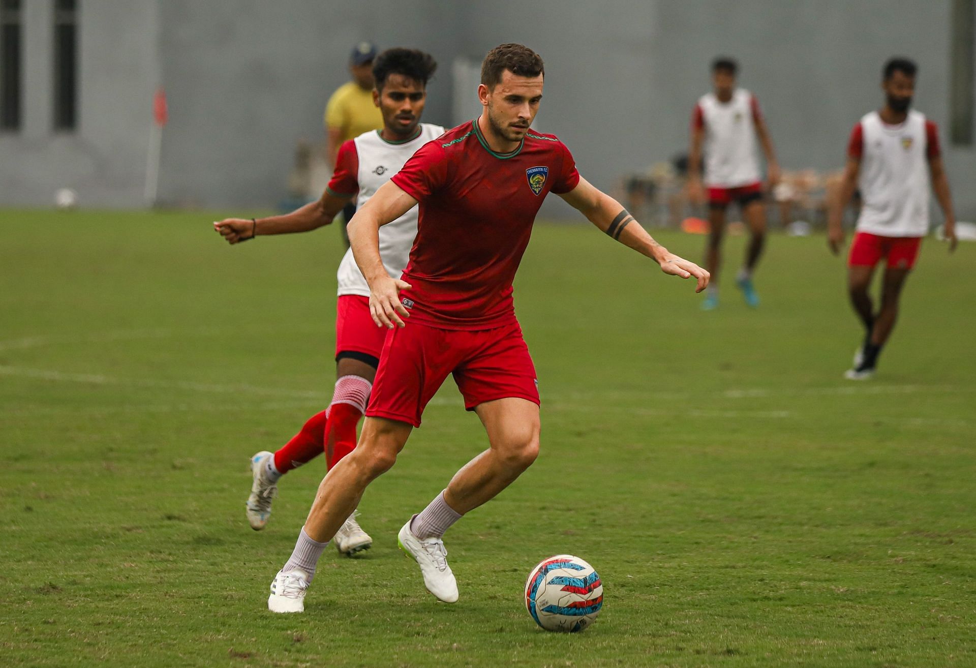 Jordan Murray in action for Chennaiyin FC during a training session. [Credits: CFC Media]