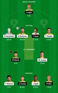 Dream11 Team for South Africa vs Australia - 1st T20I.