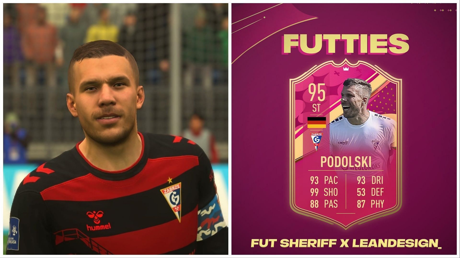 FUTTIES Podolski has been leaked (Images via EA Sports and Twitter/FUT Sheriff)