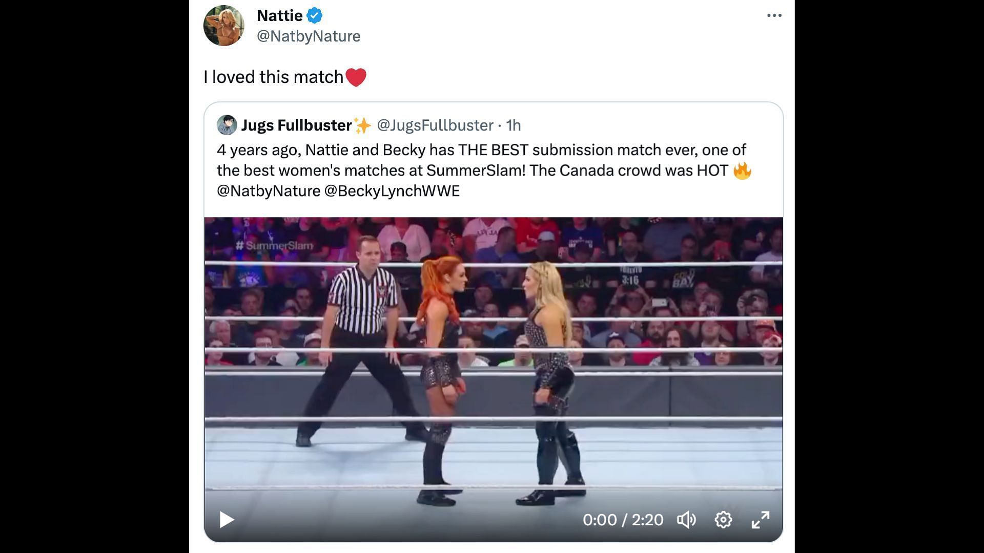 Natalya on the Submission match at SummerSlam 2019.