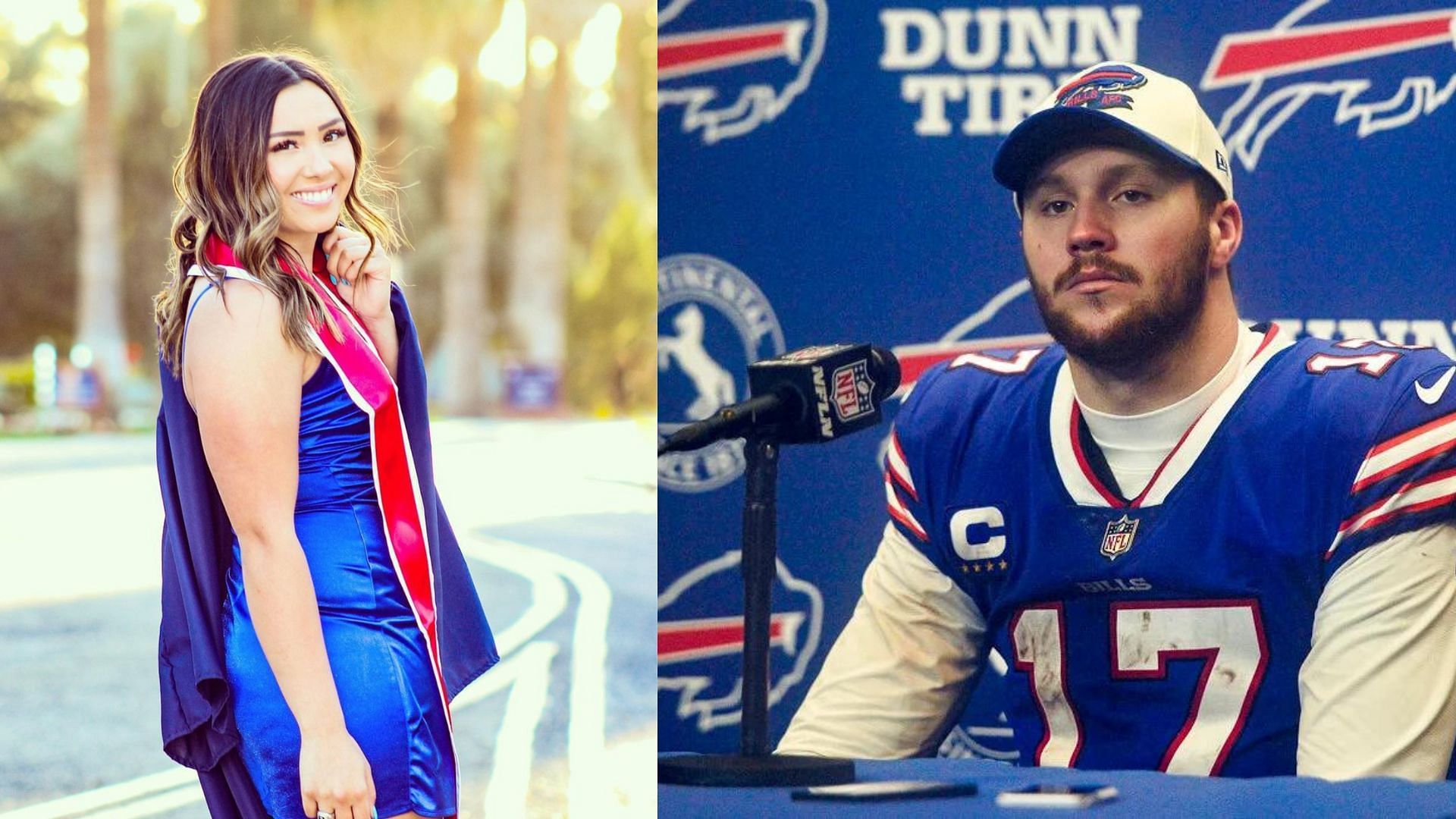 NFL fans react to Makenna Allen (L), the sister of Bills star Josh Allen (R) and her anti-trans stance