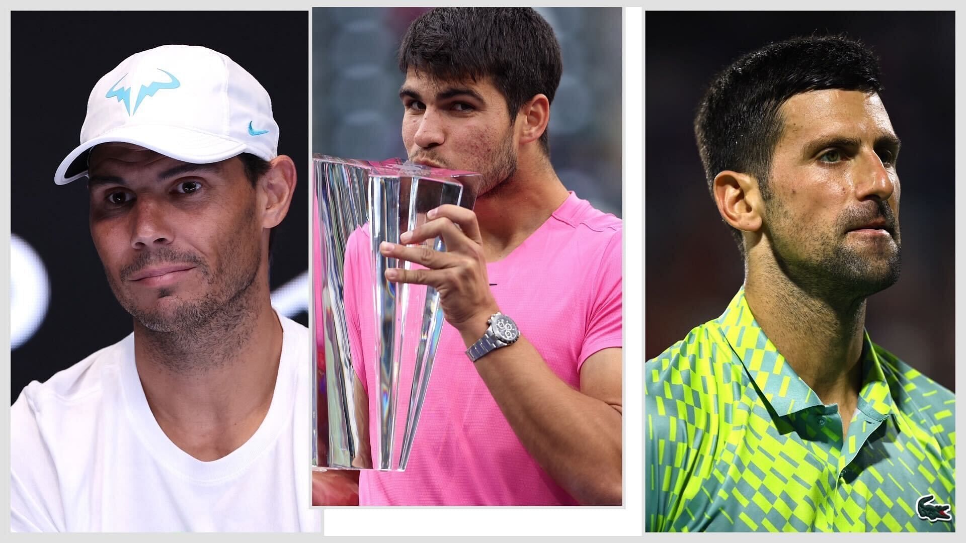 Rafael Nadal, Carlos Alcaraz and Novak Djokovic