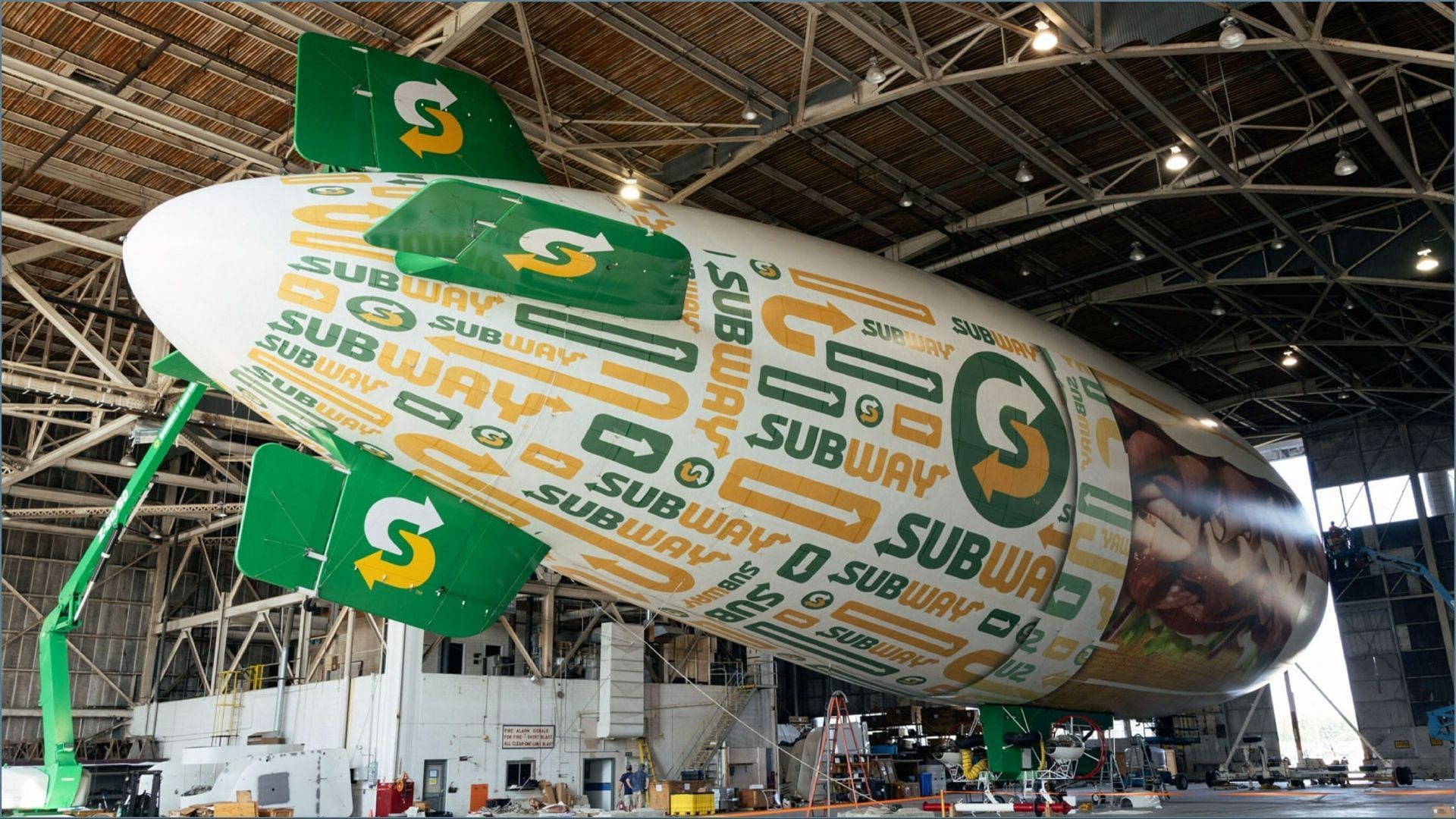 Subway takes its sandwiches to the sky with the Subway in the Sky blimp restaurant concept (Image via Subway)