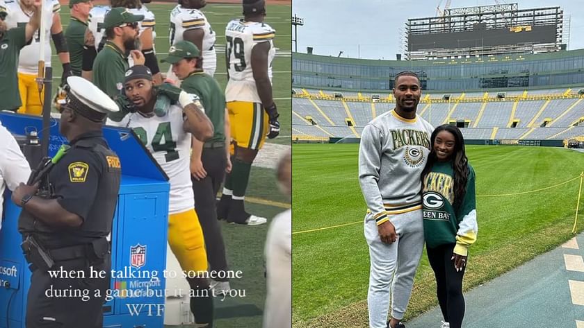 Simone Biles Supports Jonathan Owens at Green Bay Packers