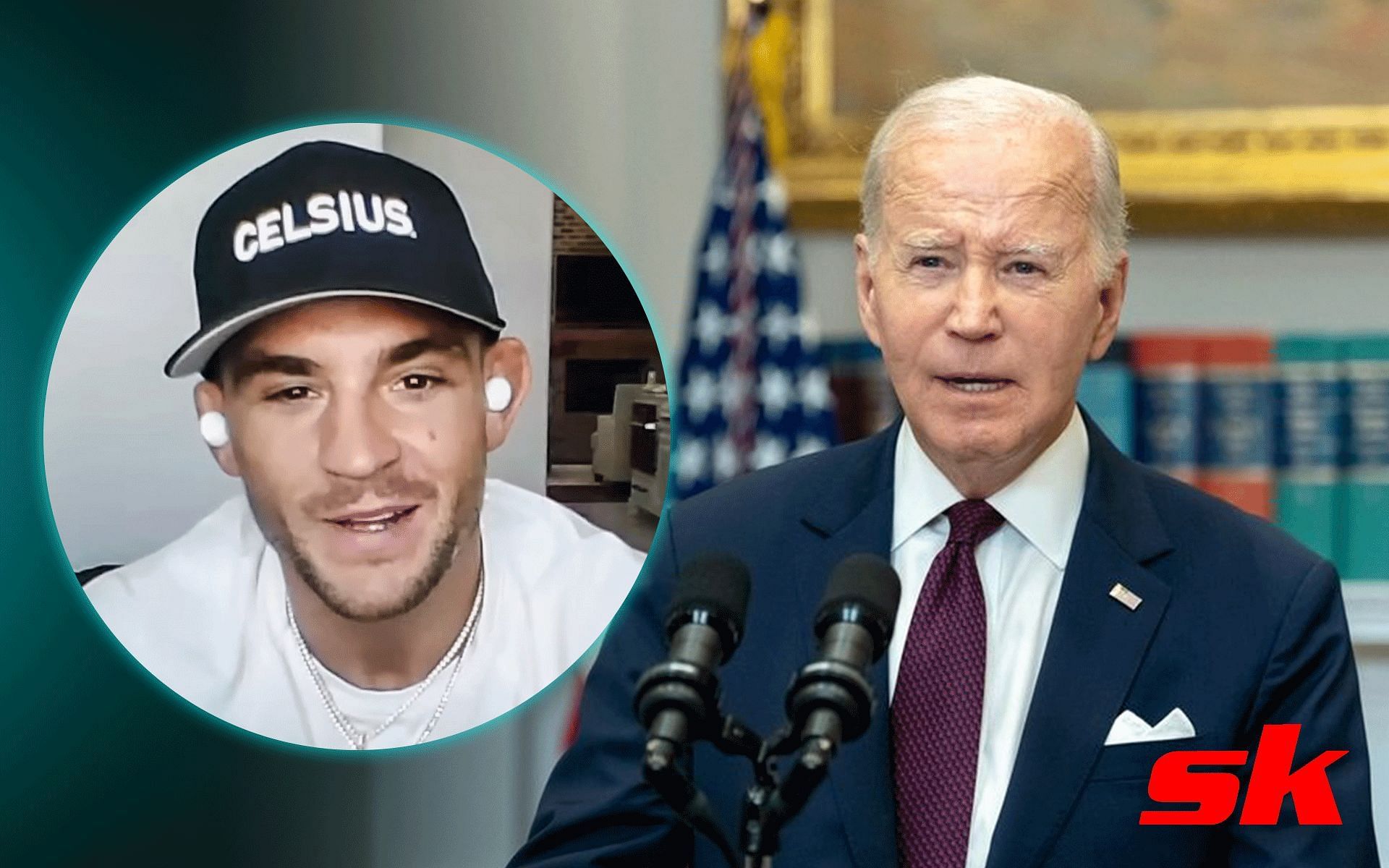 Dustin Poirier (Left) and Joe Biden (Right) [*Image courtesy: MMAFightingonSBN YouTube channel and @potus Instagram]