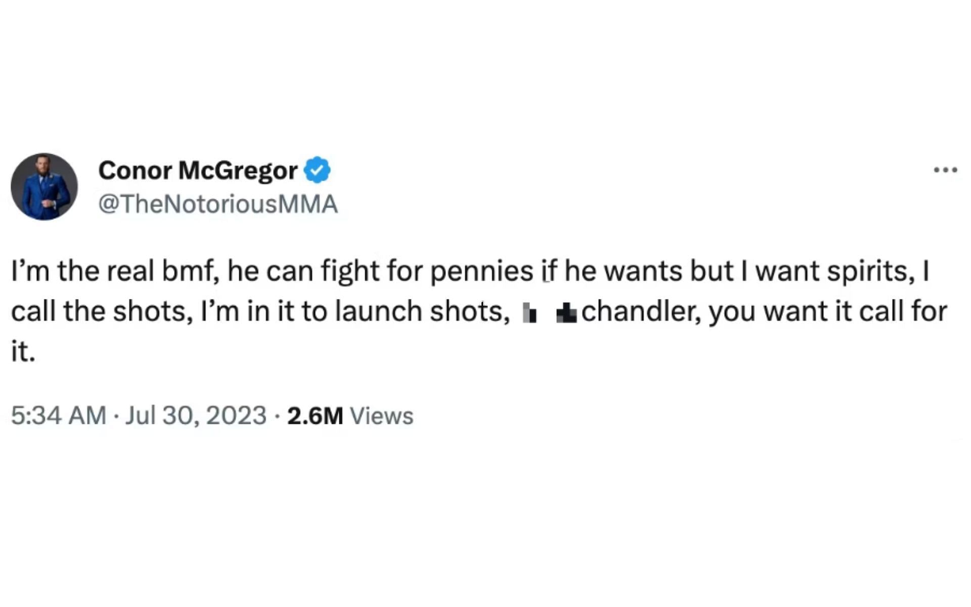 McGregor's tweet