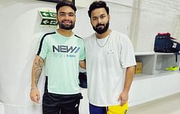 "Hustle > Struggle" - Rinku Singh poses for picture with Rishabh Pant