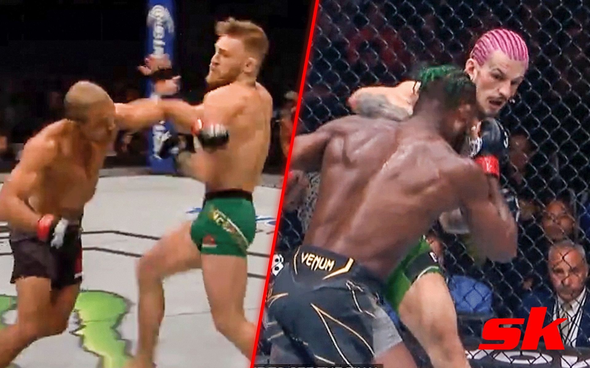 Jose Aldo vs. Conor McGregor (Left), Aljamain Sterling vs. Sean O