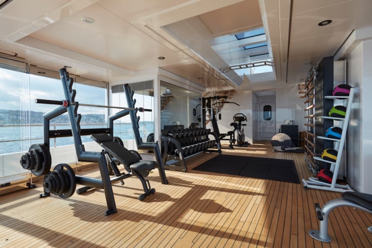 The yacht also has a gym.