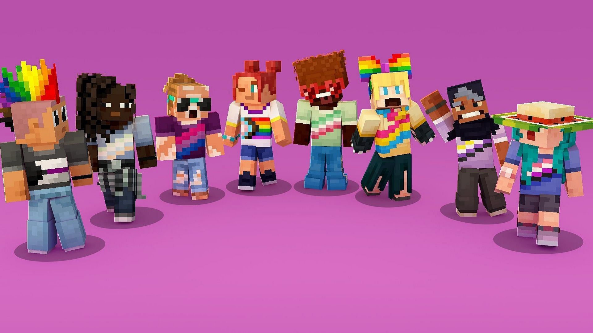 Dozens of new creator items are now available for free in Minecraft Bedrock for the LGBTQIA+ community (Image via Mojang)