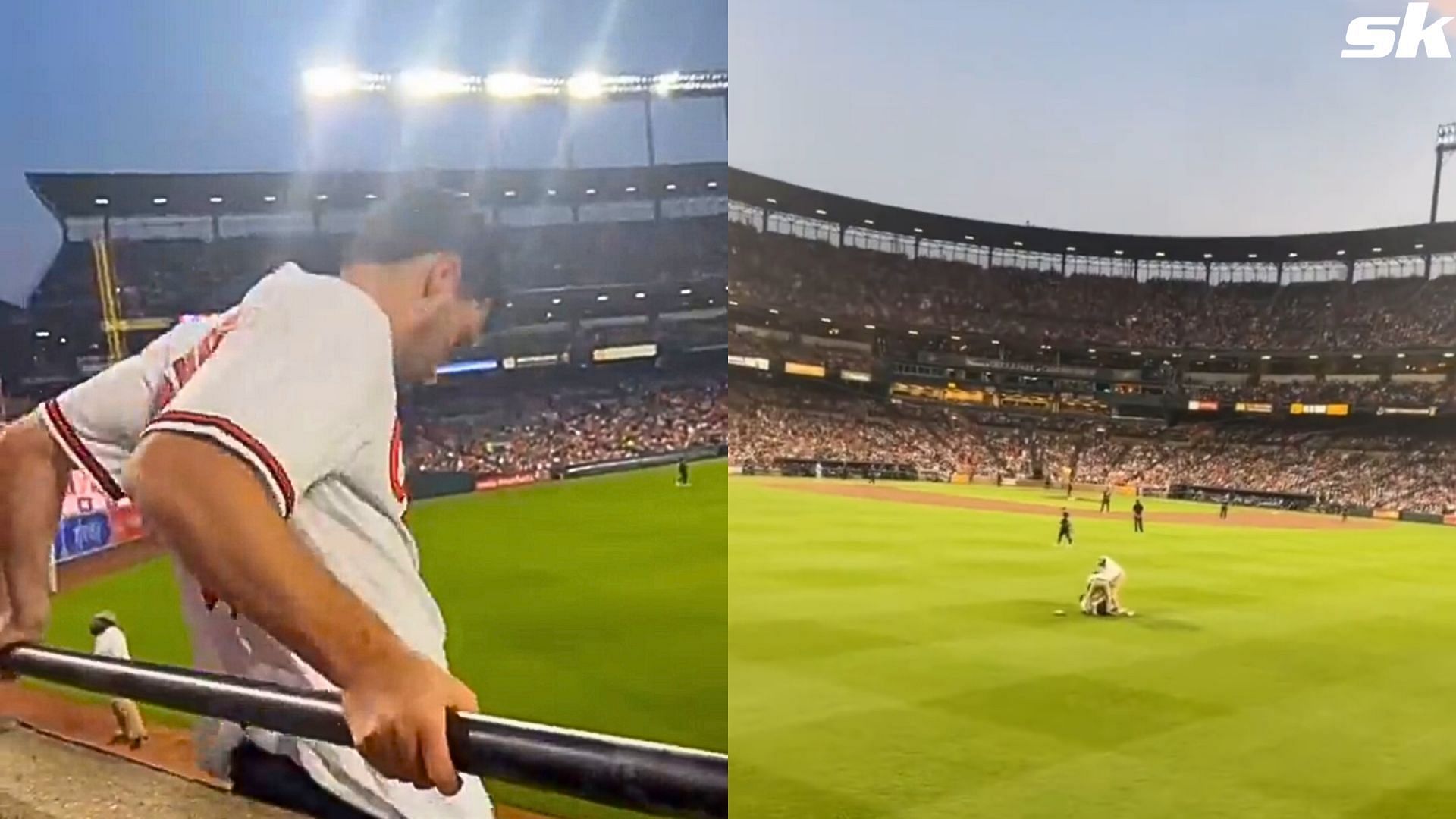Orioles fan gets trucked by security guard as he runs into the field
