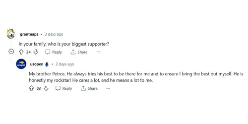 Stefanos Tsitsipas answers a fan on Reddit