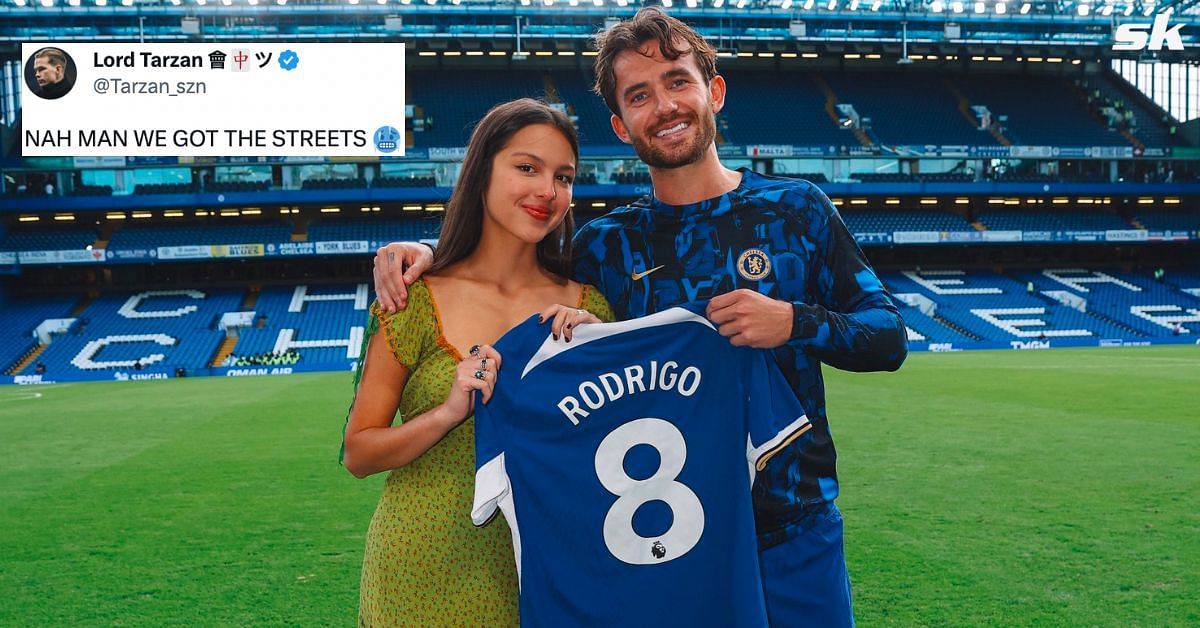 Olivia Rodrigo pictured together with Ben Chilwell at Stamford Bridge.