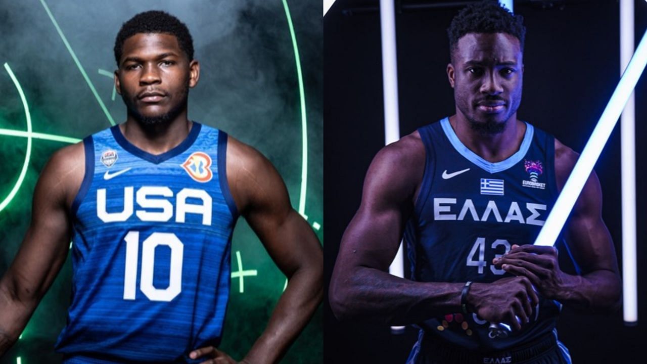 Team USA vs Greece at the 2023 FIBA World Cup.