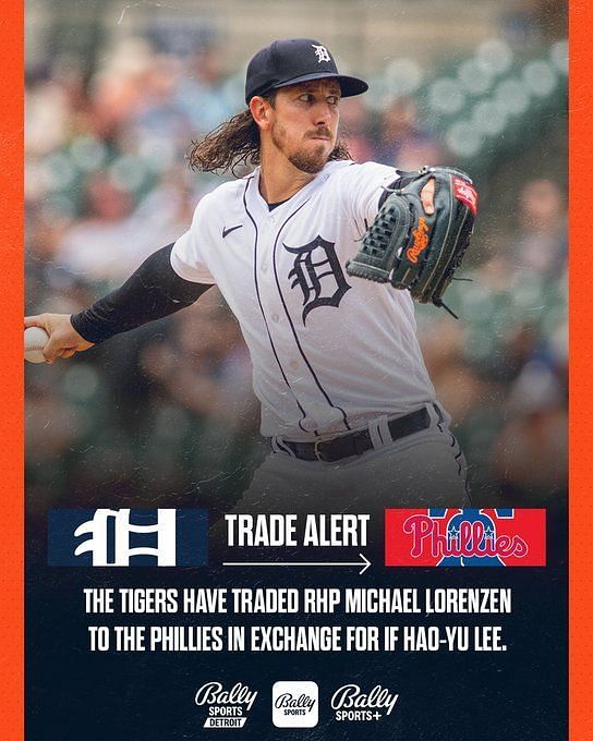 Phillies get RHP Michael Lorenzen from Tigers to bolster rotation