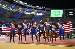 Team USA won both men's and women's 4x100m relay at the same World Championships for the first time since 2007