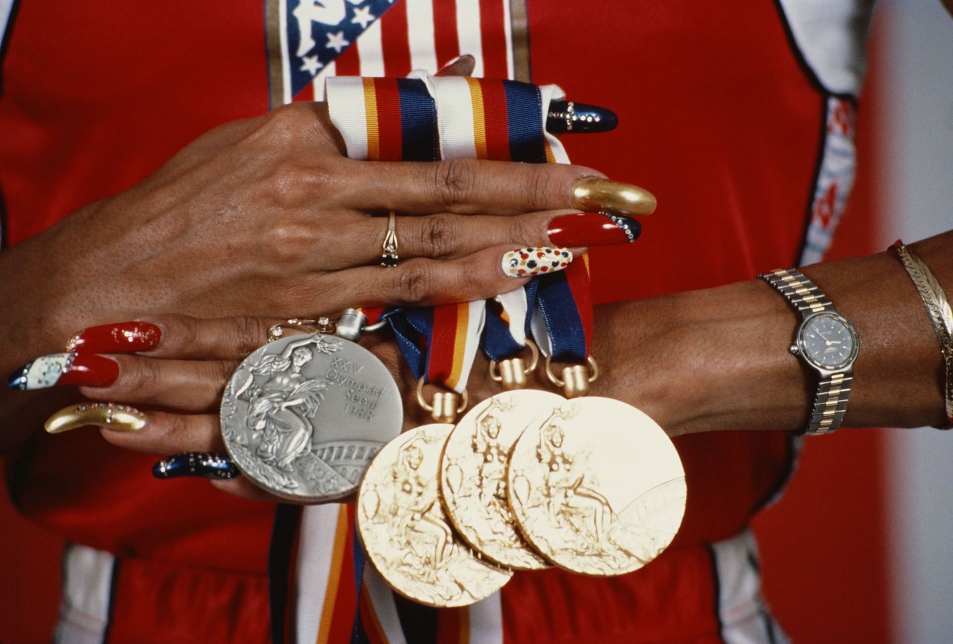 Florence Griffith-Joyner&#039;s medals from the 1988 Olympics