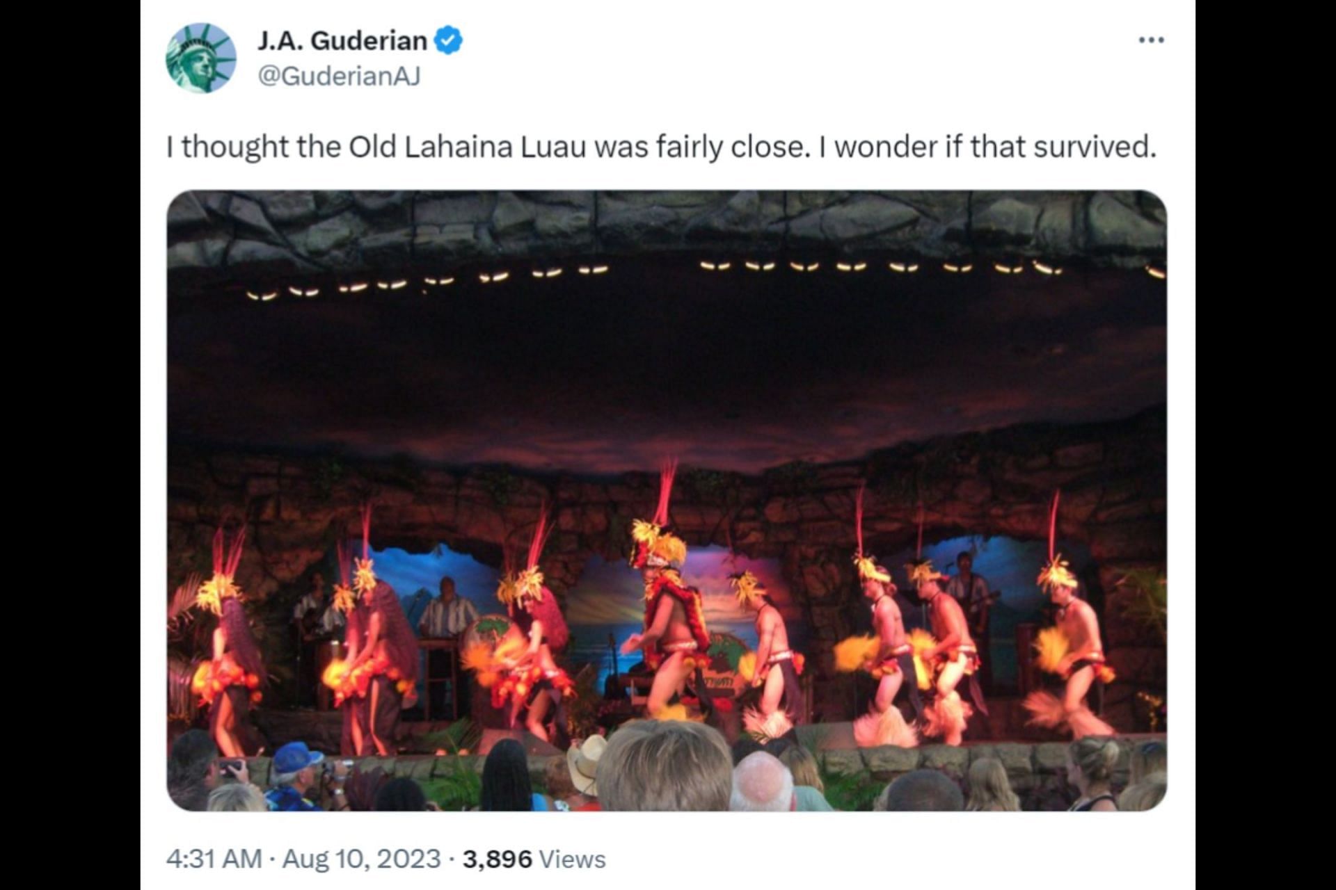 Netizens express their worry about whether or not the Old Luau survived the wildfire. (Image via X/@GuderianAJ)