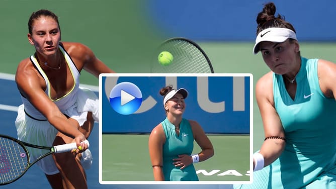 WATCH: Bianca Andreescu laughs in disbelief as she hits a smash right at Marta Kostyuk, only to get a shocking winner in response at Citi Open