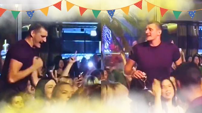 "He's like everyone one of my Mexican uncles at a wedding" - NBA fans can't help cracking up as video of drunk Nikola Jokic surfaces