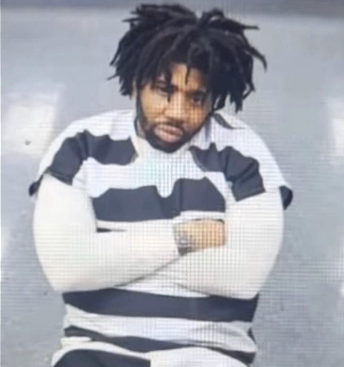 Social media users in a frenzy after image of the rapper from inside the prison goes viral on the internet. (Image via Twitter)
