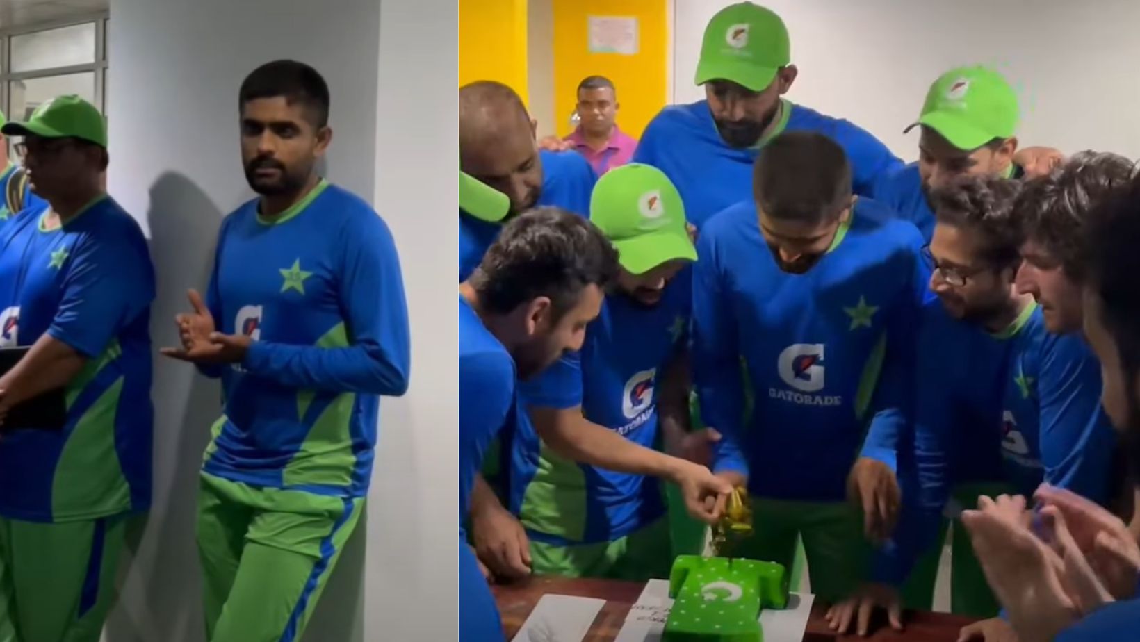 Babar Azam and Pakistan team celebrating their climb to the top of ICC men