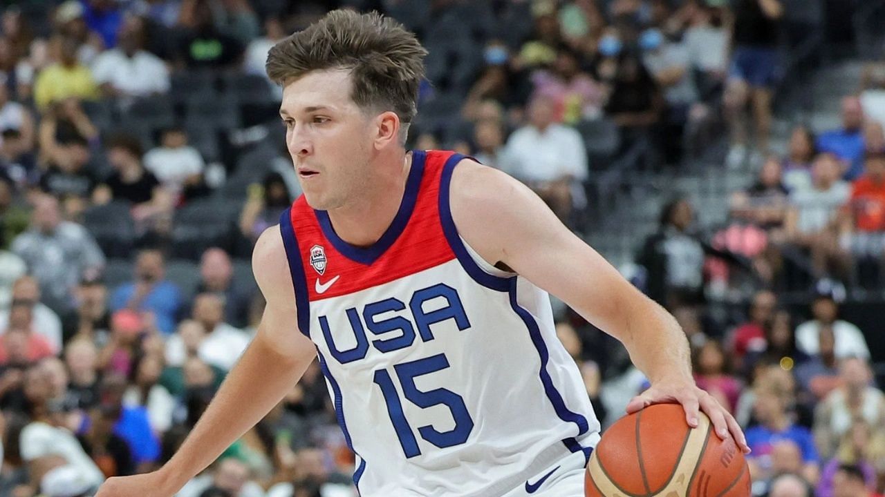 Austin Reaves of  the LA Lakers playing for Team USA