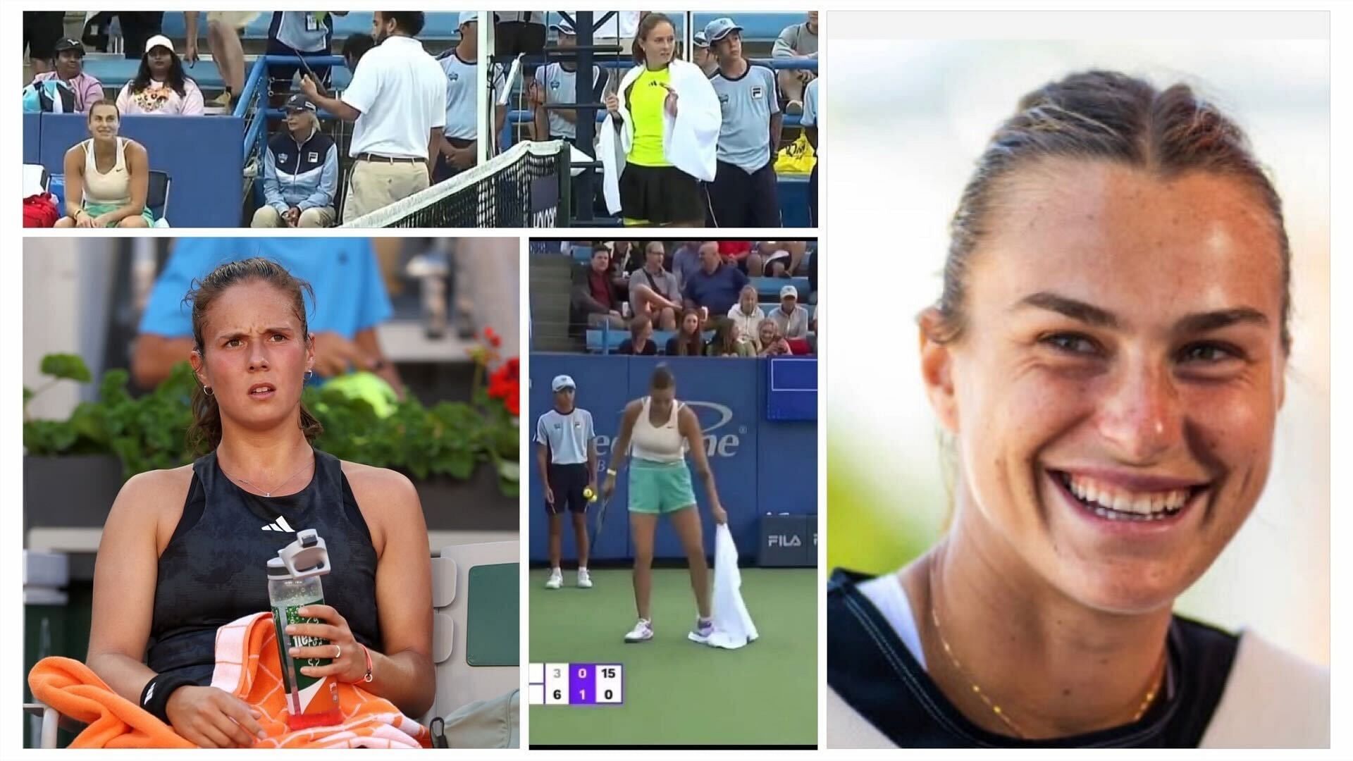 Aryna Sabalenka takes matter into own hands to dry court after rain and the court drying machine puzzles Daria Kasatkina