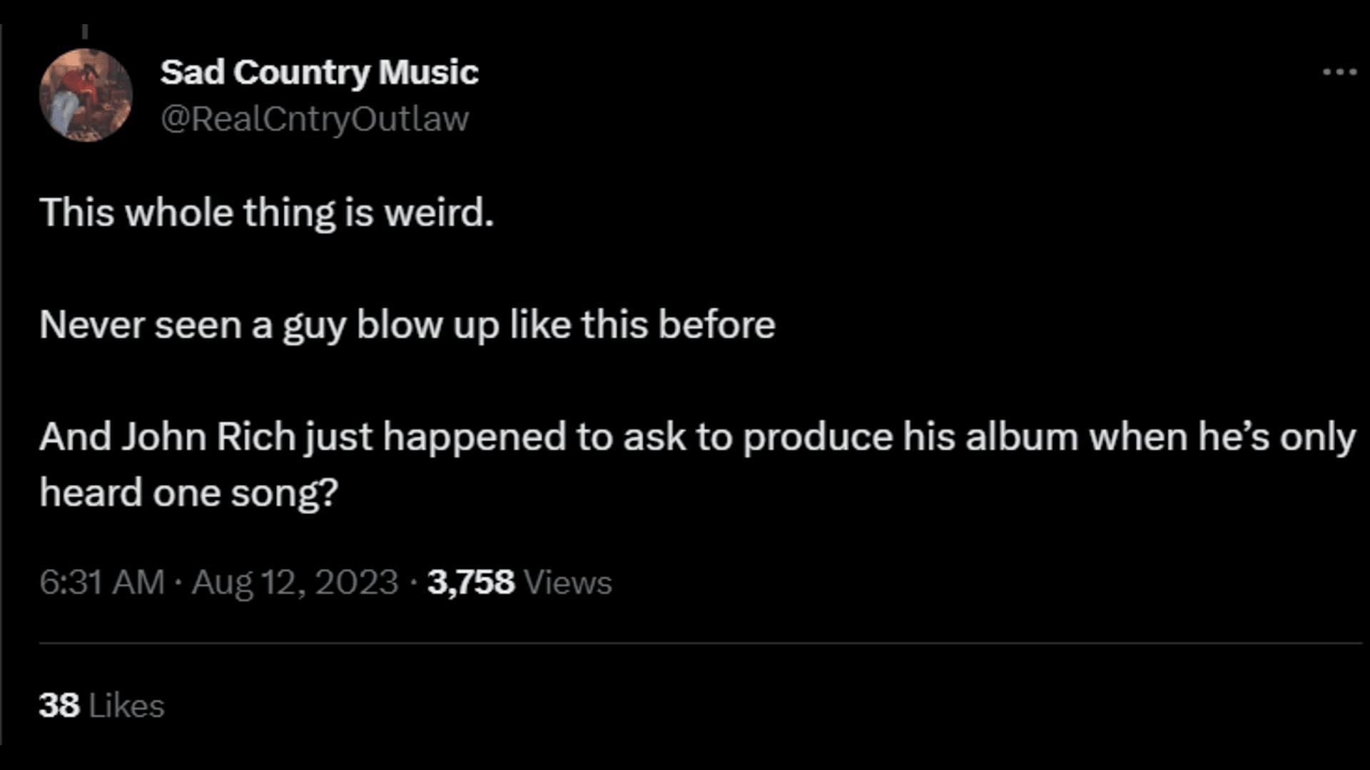 A netizen thinks Anthony is an industry plant. (Image via x/Sad Country Music)