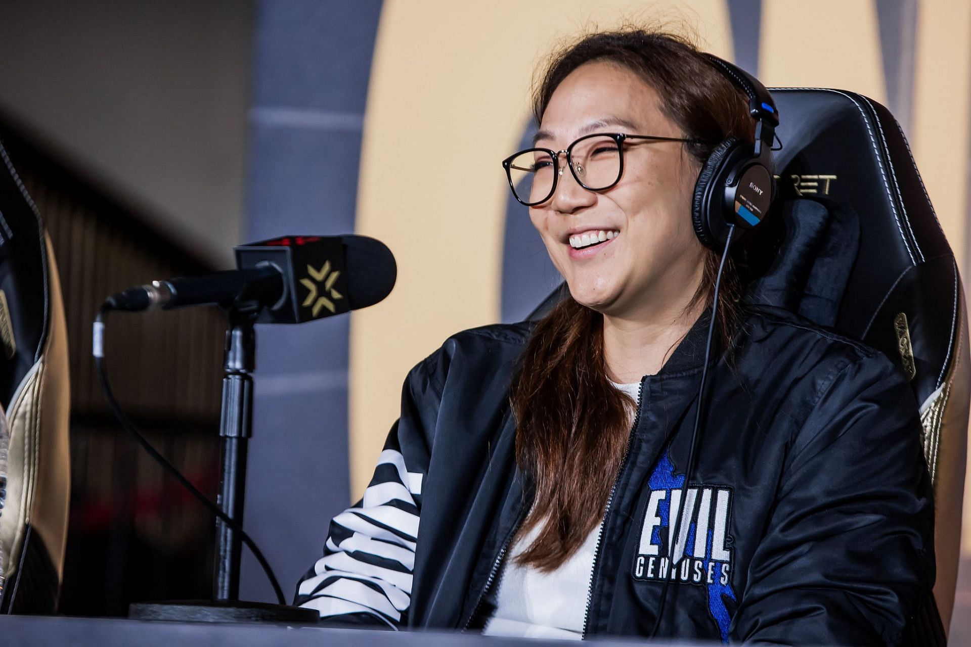 Potter at the pre-event press conference (image via Riot Games)