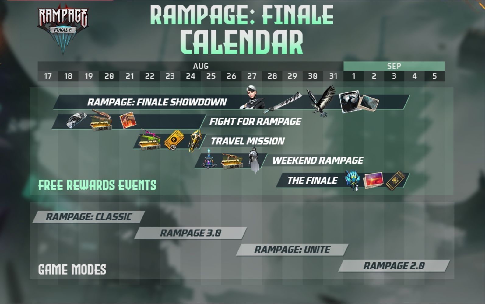 Rampage Finale event calendar (Image via Garena)