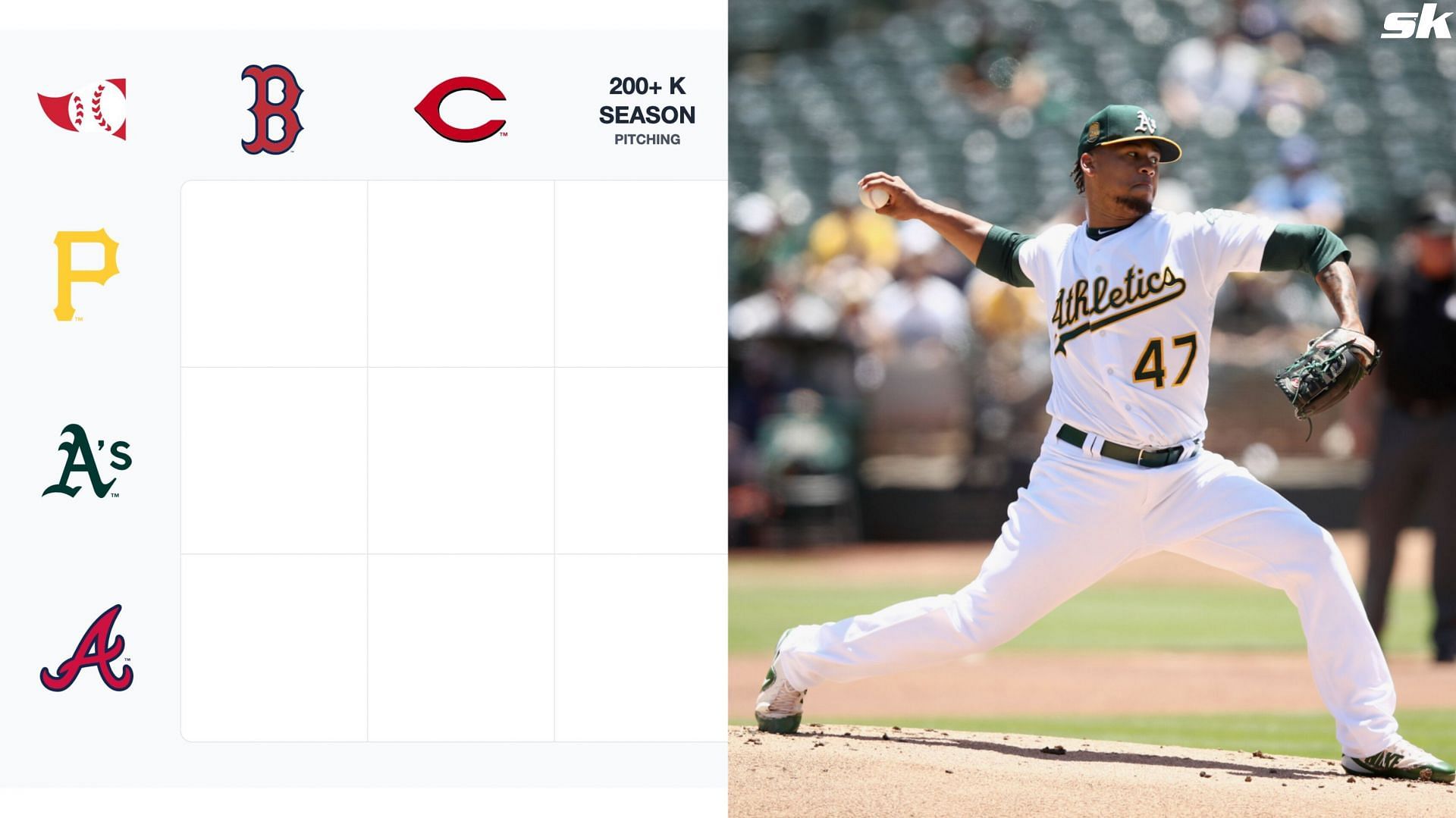 MLB Immaculate Grid Answers August 23 Athletics pitchers to have recorded 200+ K in a season