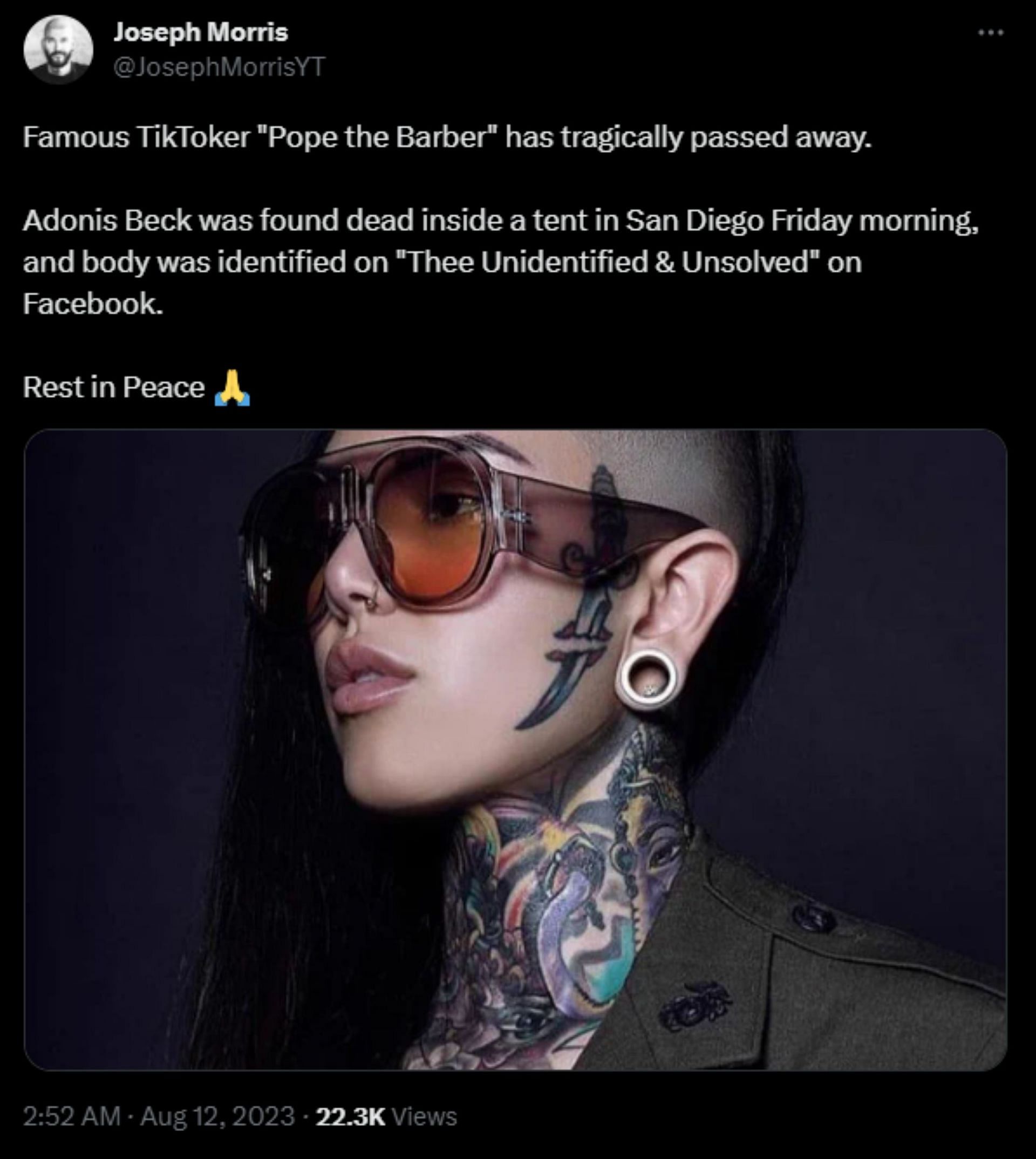 TikTok personality Pope the Barber has passed away (Image via Twitter)