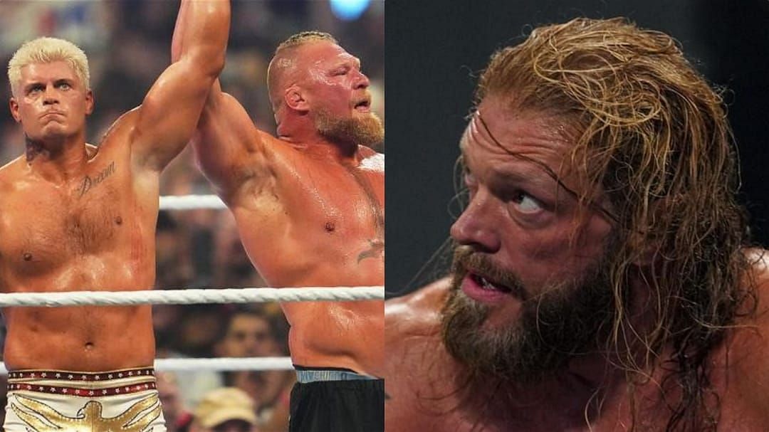 Former AEW star Cody Rhodes &amp; Brock Lesnar (left) and Edge (right)