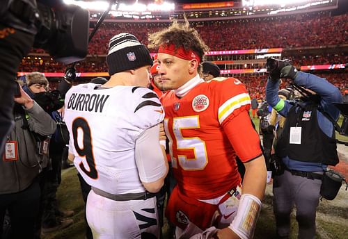 Joe Burrow and Patrick Mahomes during AFC Championship - Cincinnati Bengals v Kansas City Chiefs