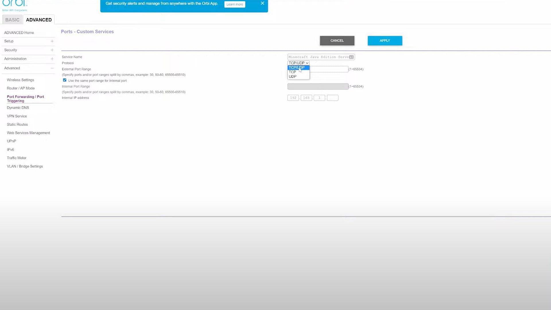 Select TCP/UDP (Image via The Breakdown)